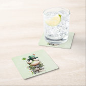 Frog with Green Hat and Shamrock Cute Rechteckiger Pappuntersetzer (Vor Ort)