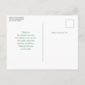 Frog with Green Hat and Shamrock Cute Thank You Postkarte (Rückseite)