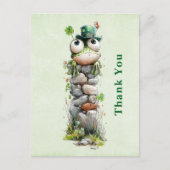 Frog with Green Hat and Shamrock Cute Thank You Postkarte (Vorderseite)