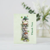 Frog with Green Hat and Shamrock Cute Thank You Postkarte (Stehend Vorderseite)