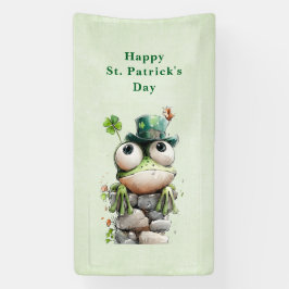 Frog with Green Hat and Shamrock St. Patrick's Day Banner