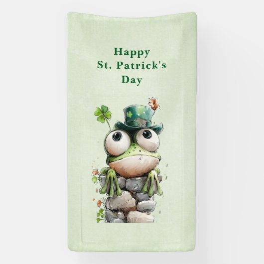 Frog with Green Hat and Shamrock St. Patrick's Day Banner (Vertikal)