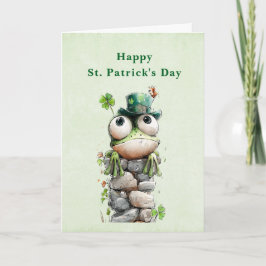 Frog with Green Hat and Shamrock St. Patrick's Day Feiertagskarte