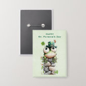 Frog with Green Hat Cute St. Patrick's Day Button (Vorderseite/Rückseite)