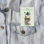 Frog with Green Hat Cute St. Patrick's Day Button (Insitu)