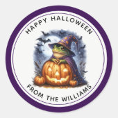 Frog Wizard Happy Halloween Party Runder Aufkleber (Vorderseite)