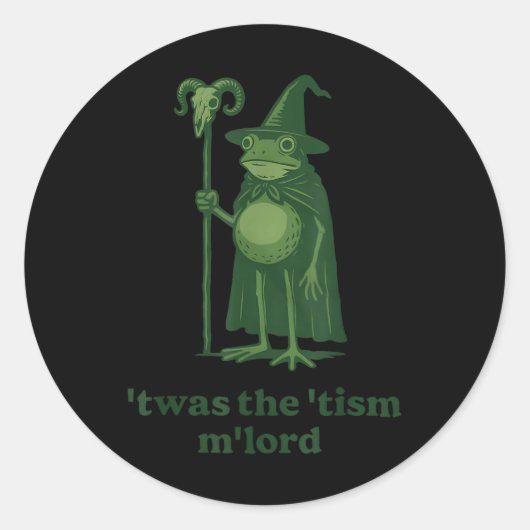 Frog Wizard Meme Twas The Tism Mlord Runder Aufkleber (Vorderseite)