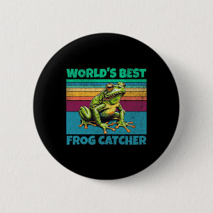 Frog Worlds Best Toad Catcher Funny Amphibien Jagd Button