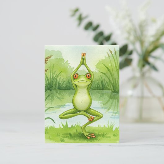 Frog Yoga Postcard Postkarte (Stehend Vorderseite)