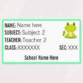 Frog Zurück zu Schullabels Name Lehrer Fach Etiketten (Design 2)