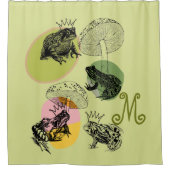 Frogcore und Mushrooms Lover Ästhetische Monogramm Duschvorhang (Vorderseite)