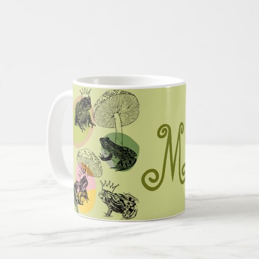 Frogcore und Mushrooms Lover Ästhetische Monogramm Kaffeetasse (Vorderseite Links)