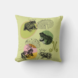 Frogcore und Mushrooms Lover Ästhetische Monogramm Kissen