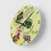 Frogcore und Mushrooms Lover Ästhetische Monogramm Runde Wanduhr (Winkel)