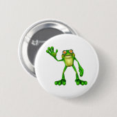 Froggie der Niedliche Cartoon Waving Frog Button (Vorne & Hinten)