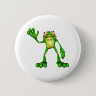 Froggie der Niedliche Cartoon Waving Frog Button