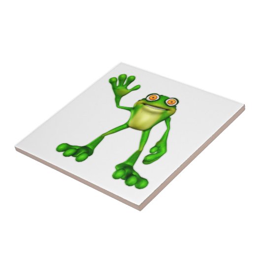 Froggie der Niedliche Cartoon Waving Frog Fliese (Seite)