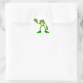 Froggie der Niedliche Cartoon Waving Frog Runder Aufkleber (Tasche)