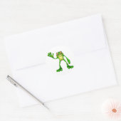 Froggie der Niedliche Cartoon Waving Frog Runder Aufkleber (Umschlag)