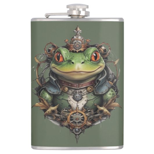 Froggie Frog Steampunk Design, Flachmann (Vorderseite)