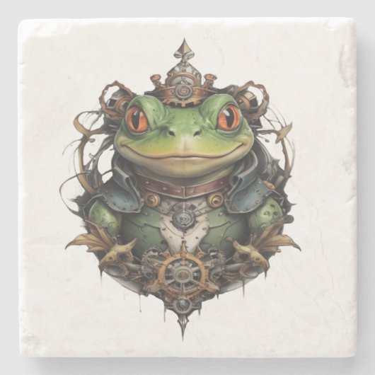 Froggie Frog Steampunk Steinuntersetzer (Vorderseite)