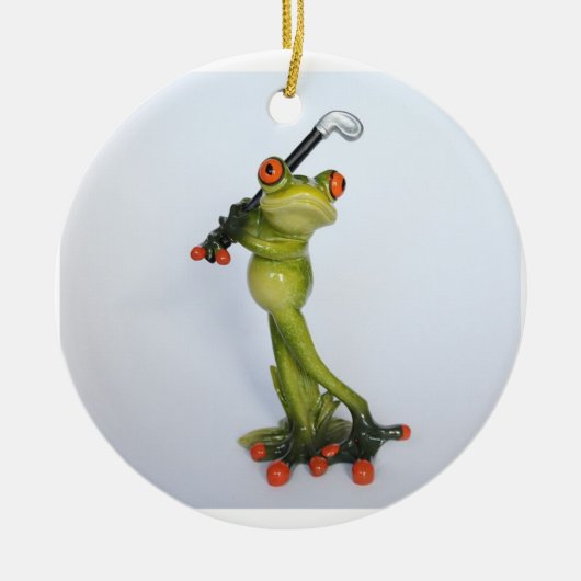 Froggie Golfer Keramik Ornament (Vorne)