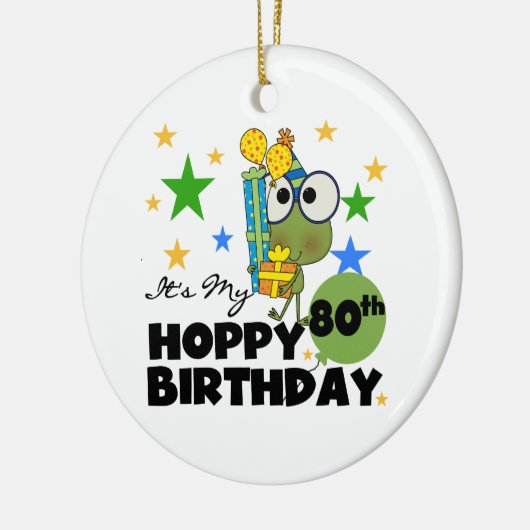 Froggie hopfenreicher 80. Geburtstag Keramikornament (Links)