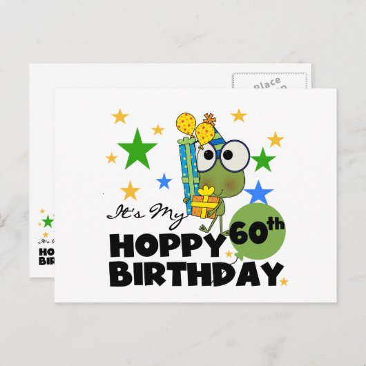 Froggie Hoppy 60. Geburtstag Postkarte (Vorne/Hinten)