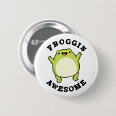 Froggin Phantastisch Funny Animal Frog Puff Button (Vorne & Hinten)