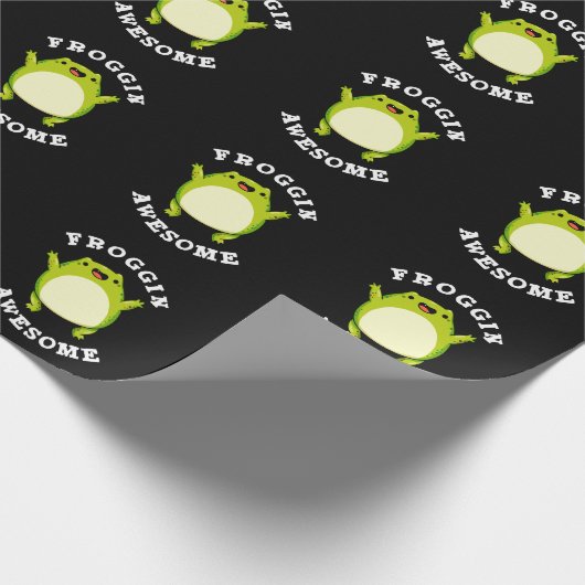 Froggin Phantastisch Funny Frog Pun Dark BG Geschenkpapier (Ecke)