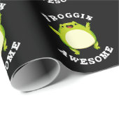 Froggin Phantastisch Funny Frog Pun Dark BG Geschenkpapier (Rolleneckpunkt)