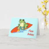 Froggy auf einem Surfboard Geburtstag Karte (Gelbe Blume)