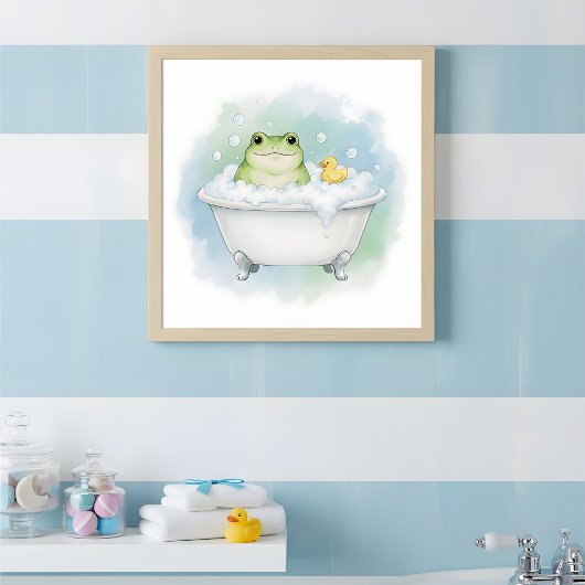 Froggy Bath Time Fun Kids Bathroom Wall Art Poster