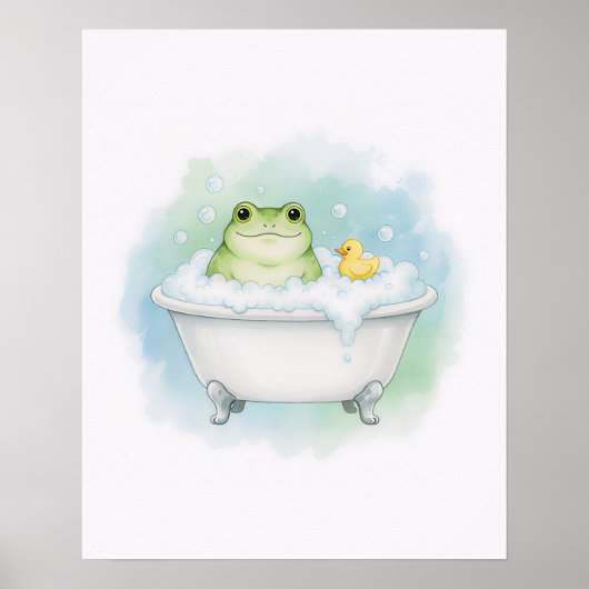 Froggy Bath Time Fun Kids Bathroom Wall Art Poster (Vorne)