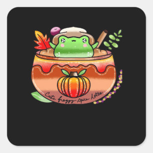 Froggy Delight Pumpkin Gewürz Latte Saison Quadratischer Aufkleber