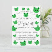 Froggy First Birthday Party Green Frog Einladung (Stehend Vorderseite)