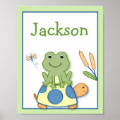 Froggy Frog Turtle Kinderzimmer Wall Art Name Prin Poster (Vorne)