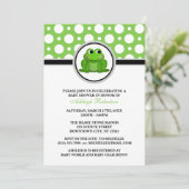 Froggy Green Polka Dot Baby Shower Einladungen (Stehend Vorderseite)