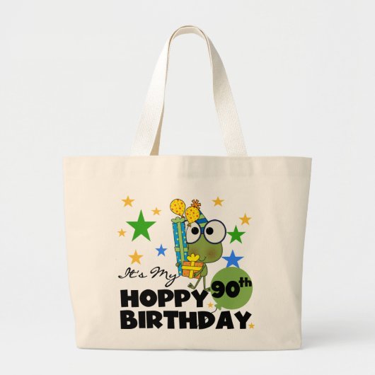 Froggy Hoppy 90. Geburtstag Jumbo Stoffbeutel (Vorne)