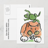 Froggy is Leaping Over the Kitten Postkarte (Vorne/Hinten)