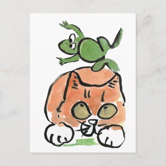 Froggy is Leaping Over the Kitten Postkarte (Vorderseite)