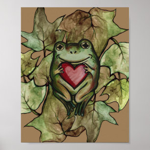 Froggy Liebhaber Kunst Spaß Frösche und Herz Poster