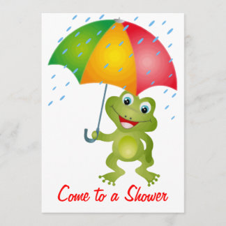 Froggy mit Regen-Regenschirm-Duschen-Einladung Einladung