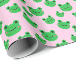 Froggy Pink Girl Birthday Party Niedliche grüne To Geschenkpapier