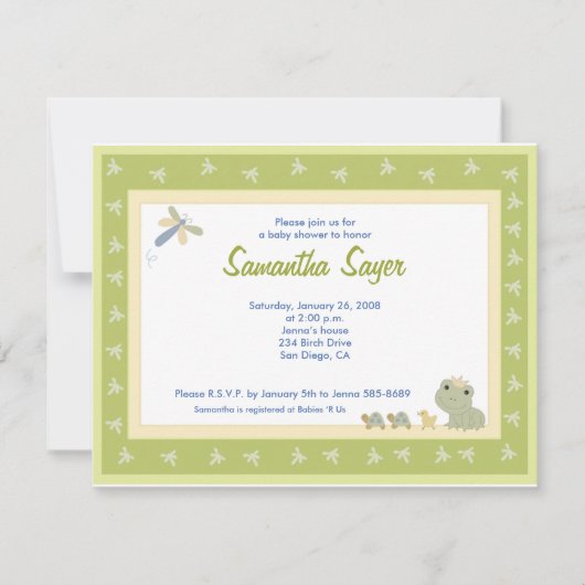 Froggy Tales Frog Prince Baby Shower 4,25 x 5,5 Einladung (Vorderseite)