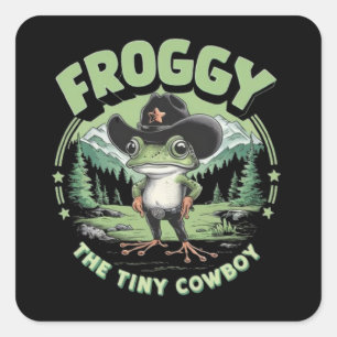 FROGGY THE TINY COWBOY QUADRATISCHER AUFKLEBER