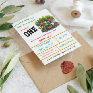 Froggy-Themed First Birthday Party Einladung