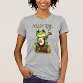 Froggy Tunes: Adorable Cartoon Frog Playing Banjo T-Shirt (Vorderseite)