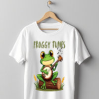 Froggy Tunes: Süßer Cartoon-Frosch spielt Banjo
