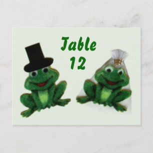 Froggy Wedding - Tischnummer Postkarte